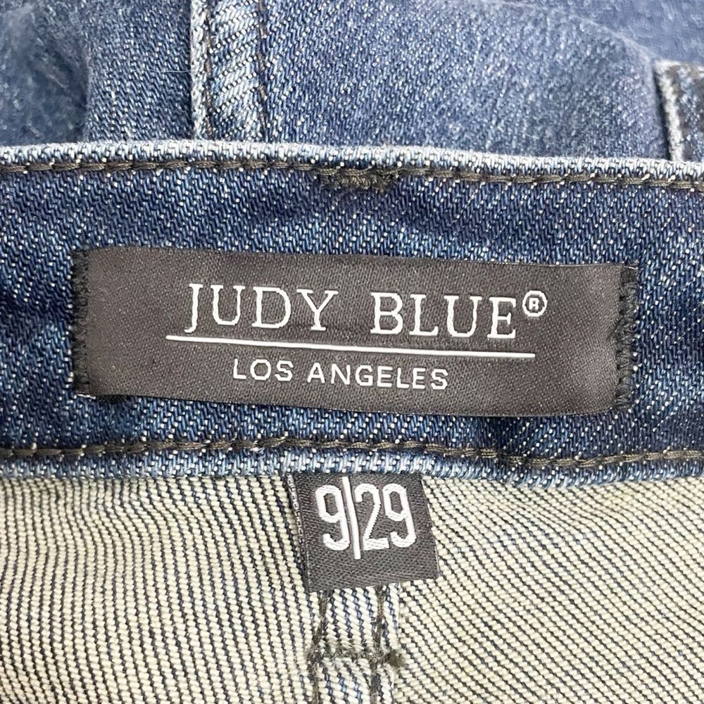 Judy Blue Buffalo Plaid Patch Midrise Cuffed Boyfriend Jeans Dark Wash Size 29 - Picture 11 of 15